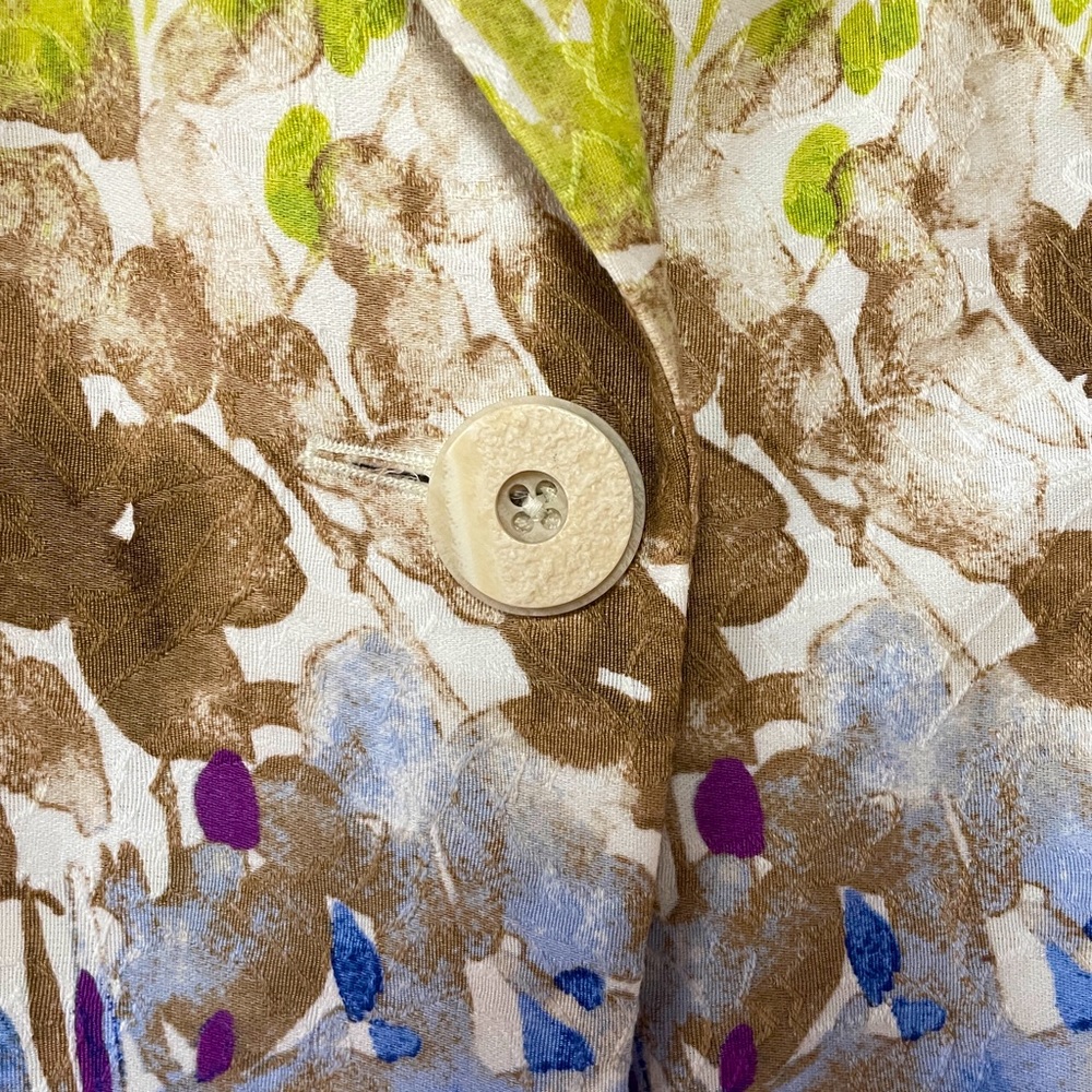 NWT Coldwater Creek Green Brown Blue White Abstract Button Blazer Cotton Sz 6P - Picture 7 of 7